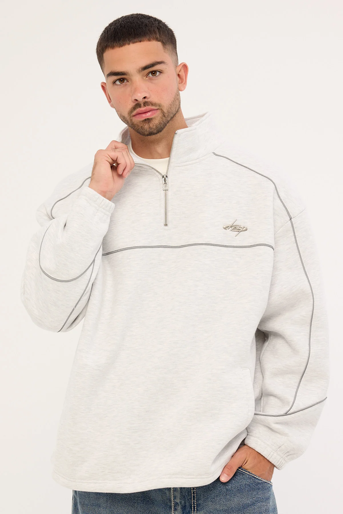Neovision Drifter Elastic Quarter Zip Crew Snow Marle - Image 3
