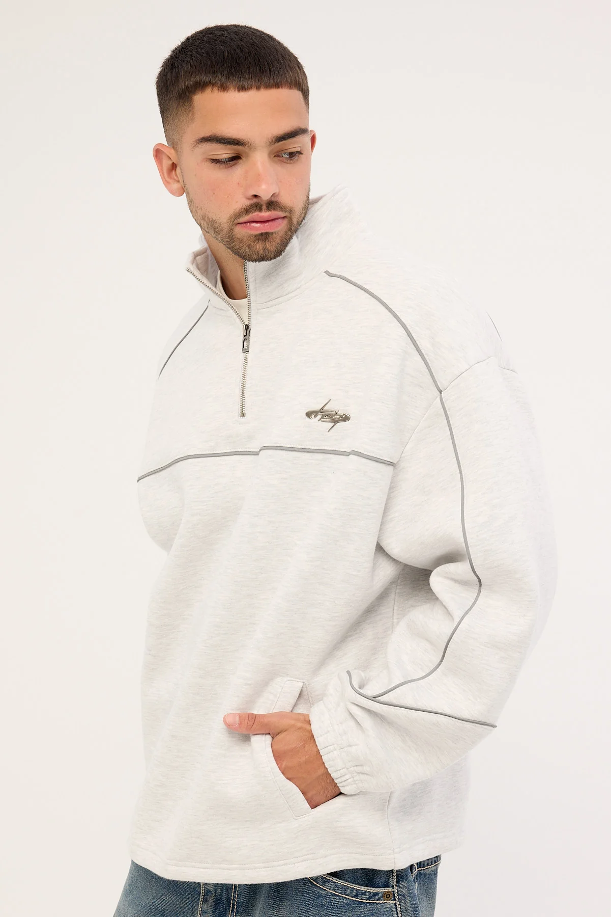 Neovision Drifter Elastic Quarter Zip Crew Snow Marle - Image 5