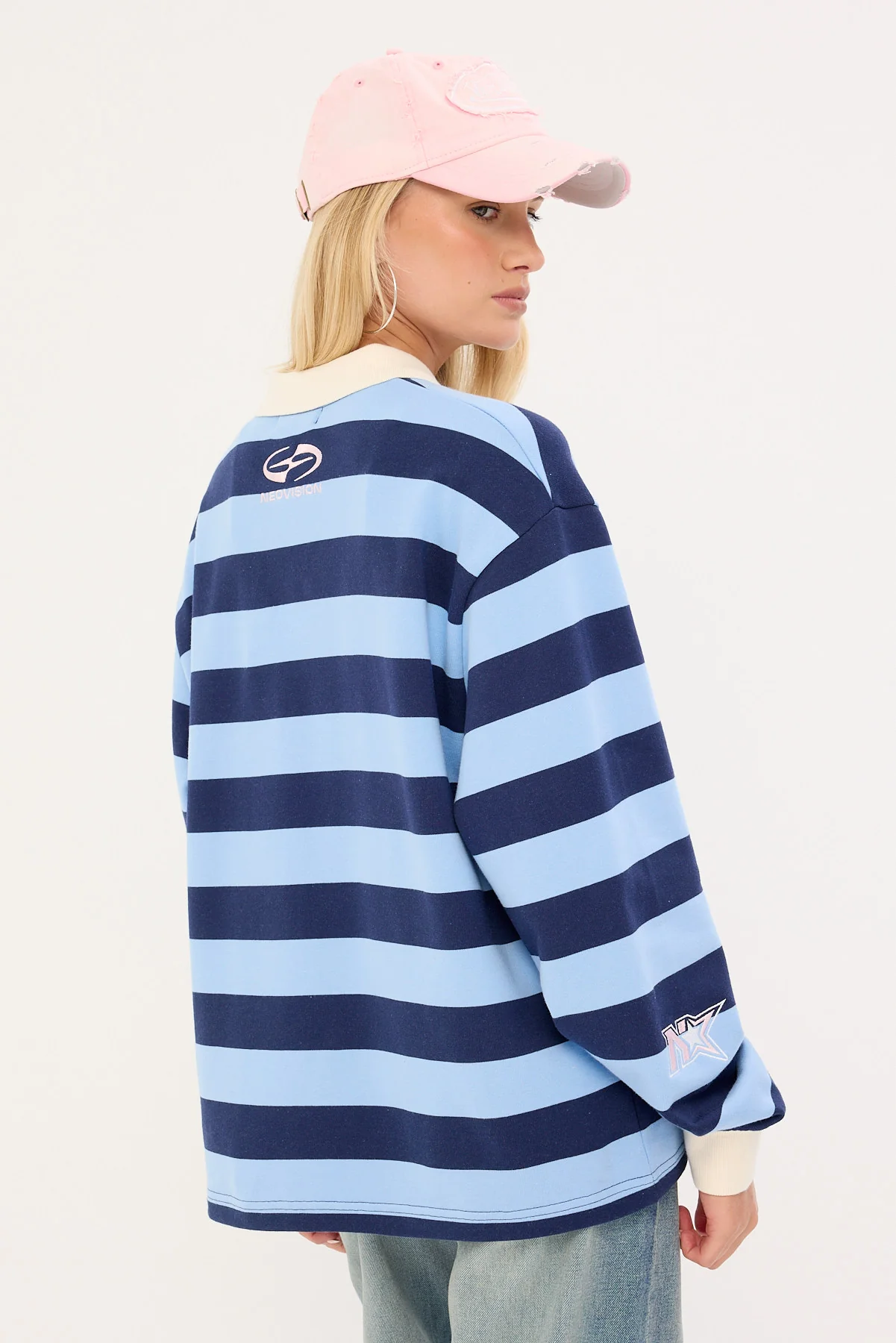 Neovision Dropkick Long Sleeve Rugby Polo Blue Stripe - Image 6
