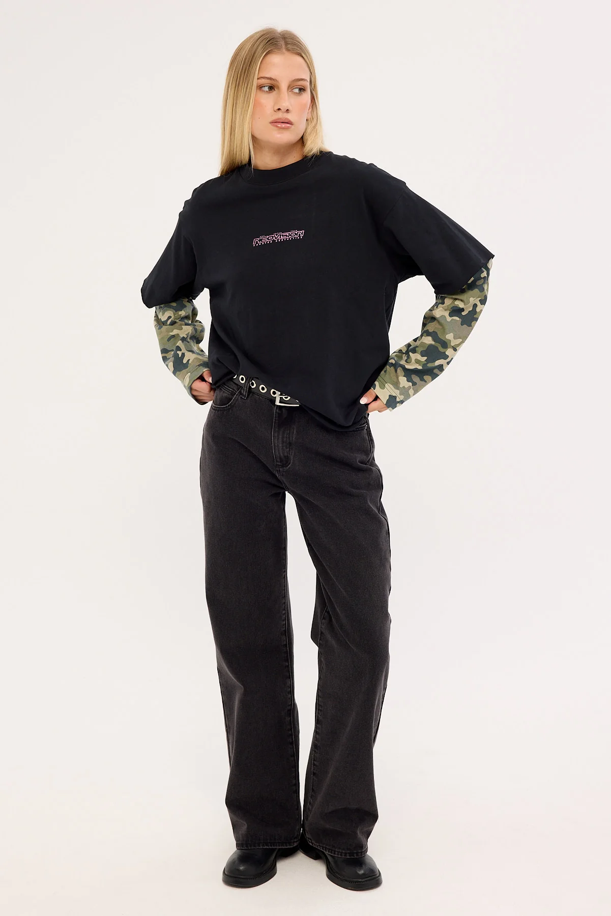 Neovision Dualform Layered Long Sleeve Tee Black/Camo - Image 2