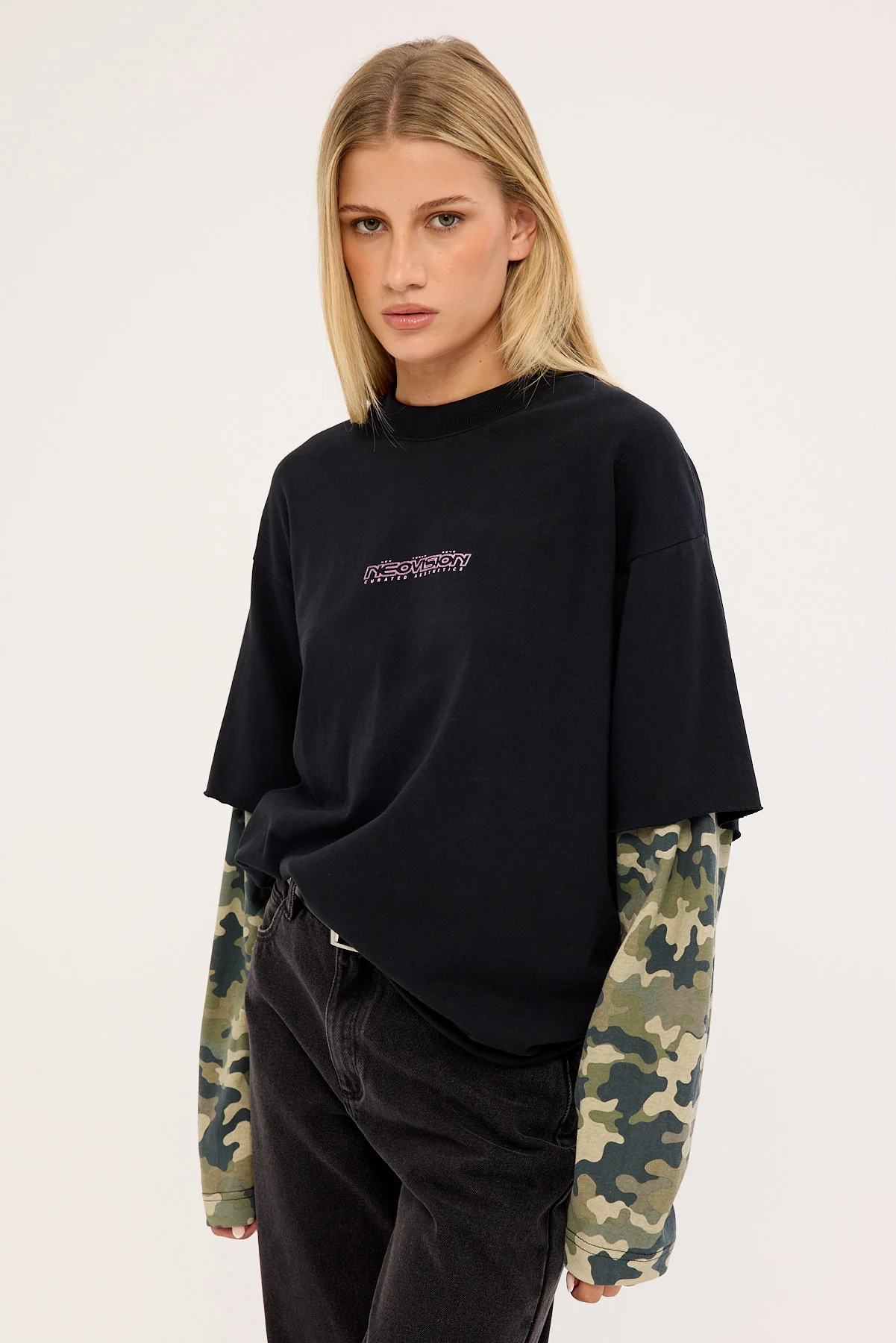 Neovision Dualform Layered Long Sleeve Tee Black/Camo - Image 4