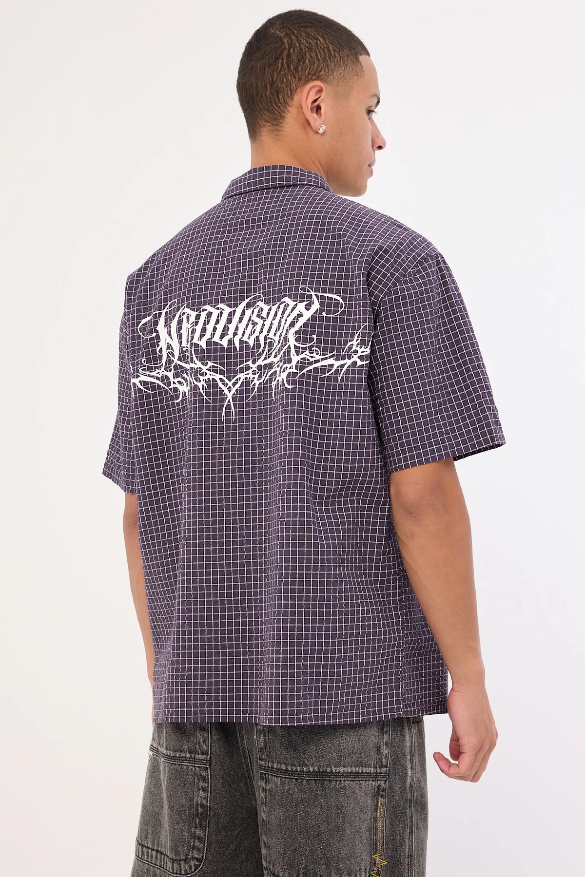 Neovision Echoes Oversize Shirt Purple Check - Image 6