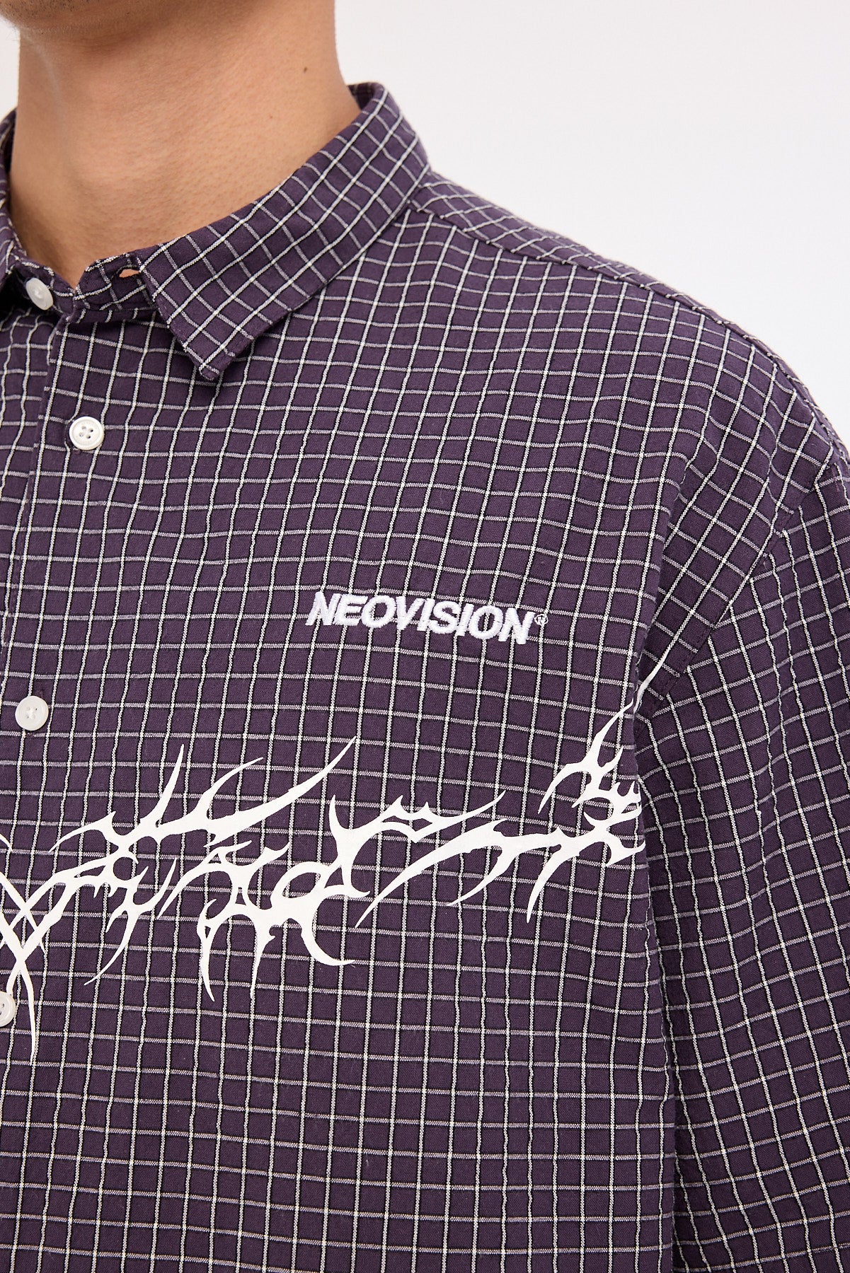 Neovision Echoes Oversize Shirt Purple Check - Image 9