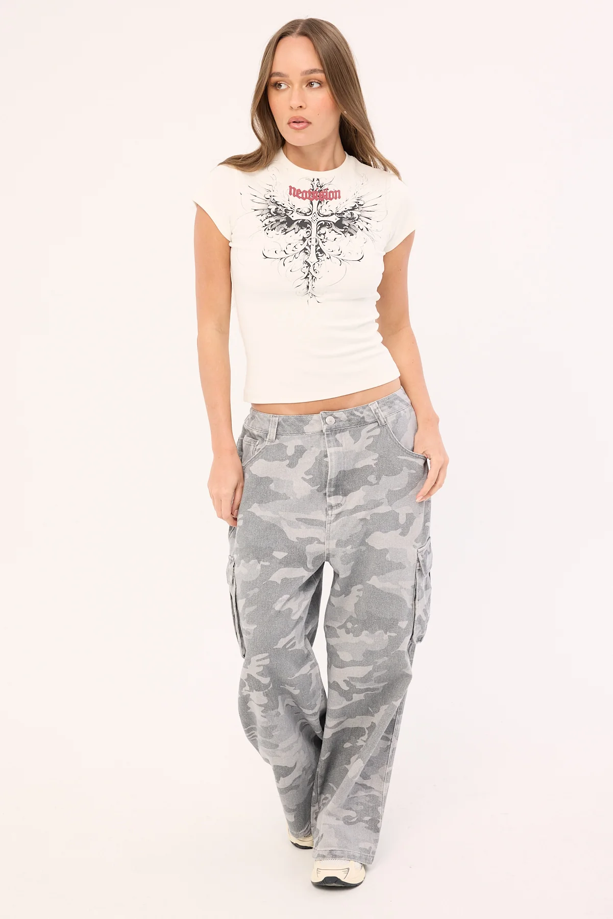 Neovision Fallen Cross Baby Tee White - Image 3