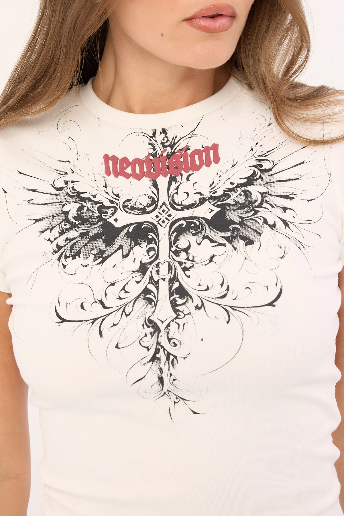 Neovision Fallen Cross Baby Tee White - Image 4