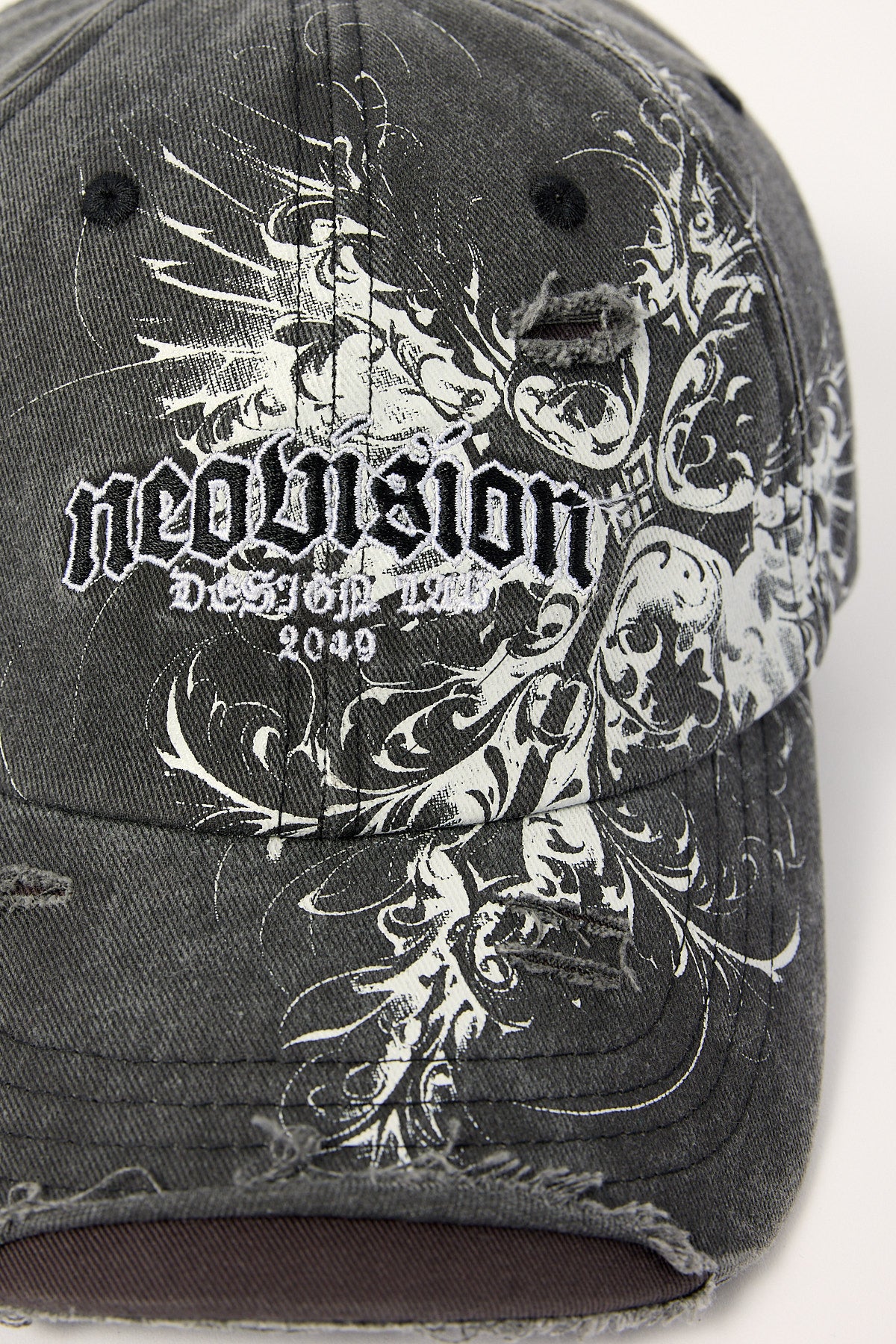 Neovision Fallen Cross Distressed Dad Cap Washed Black - Image 2