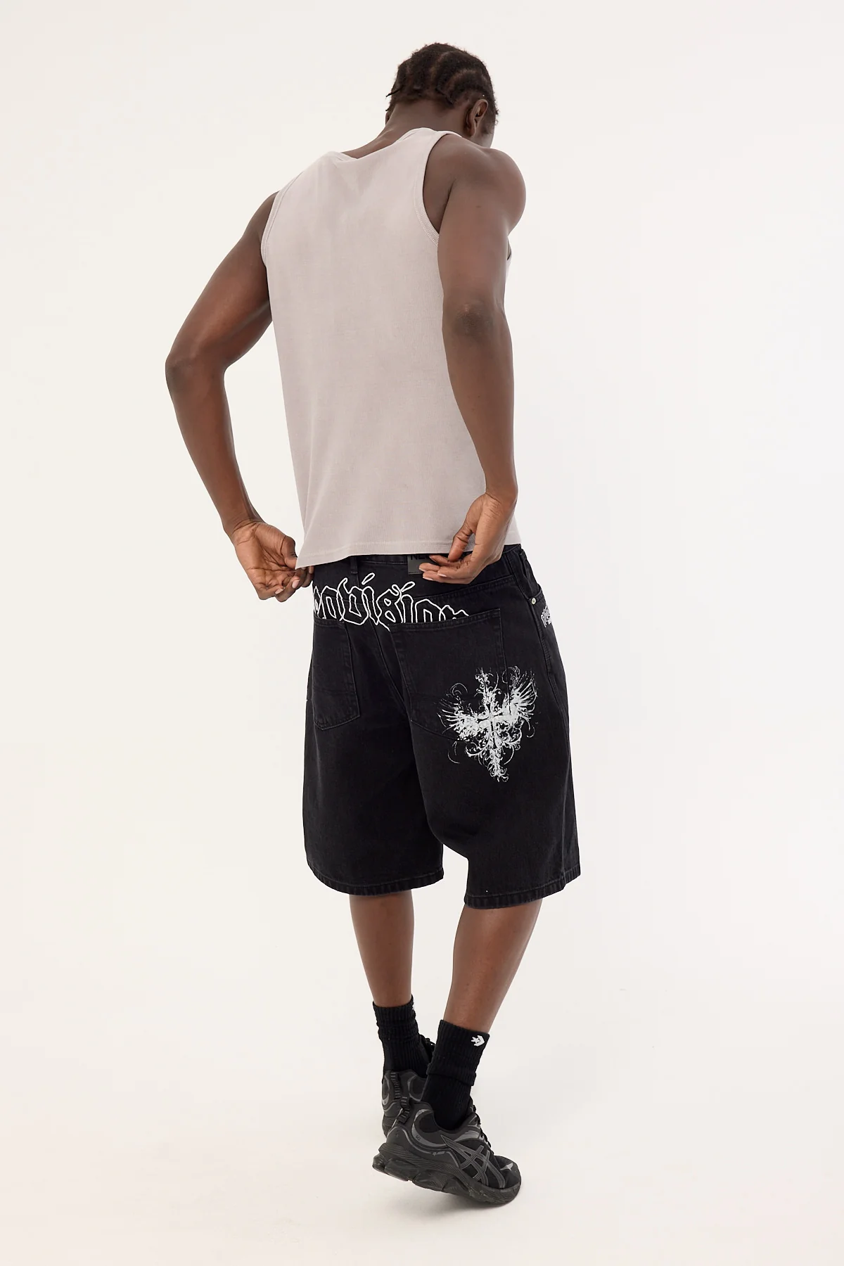 Neovision Fallen Cross Nexa Baggy Jort Dirty Washed Black - Image 6