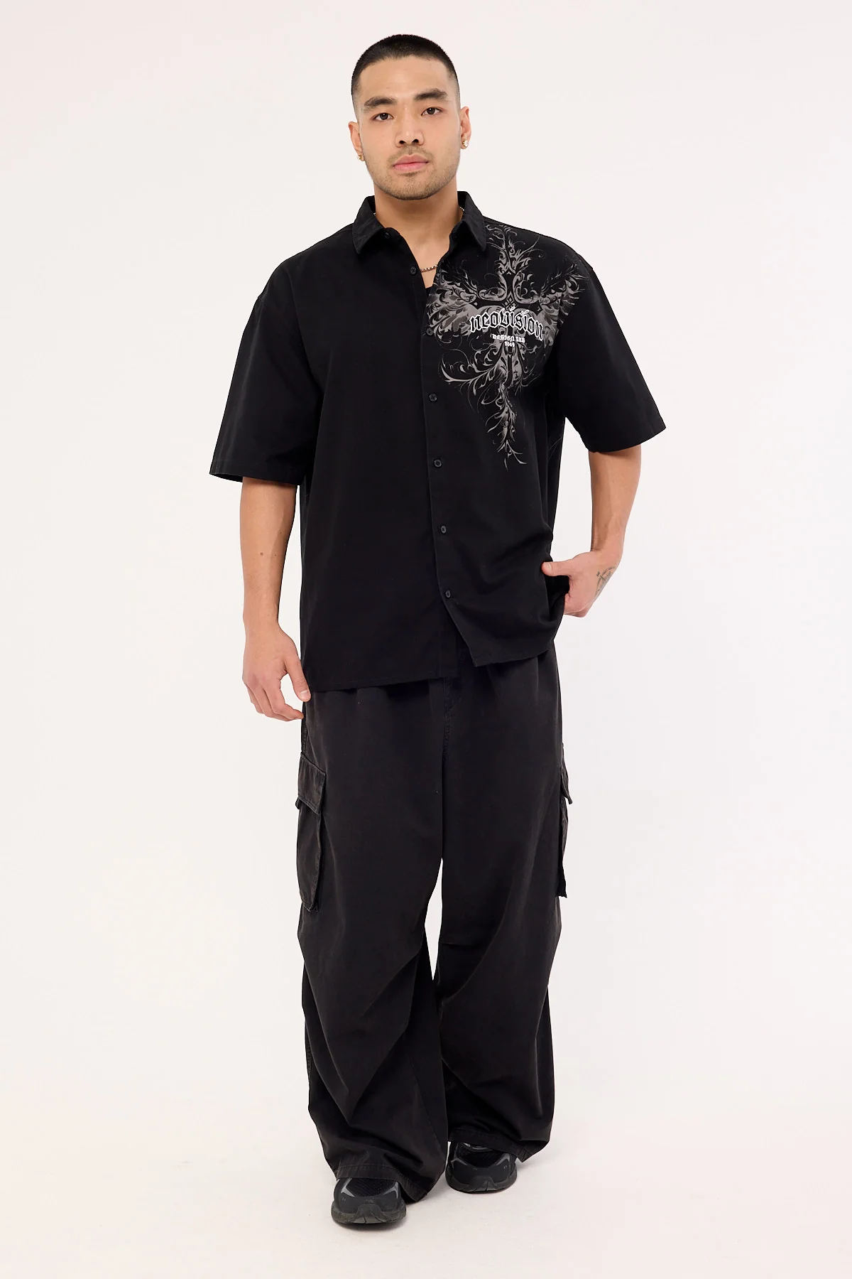 Neovision Fallen Cross Oversize Shirt Black - Image 3
