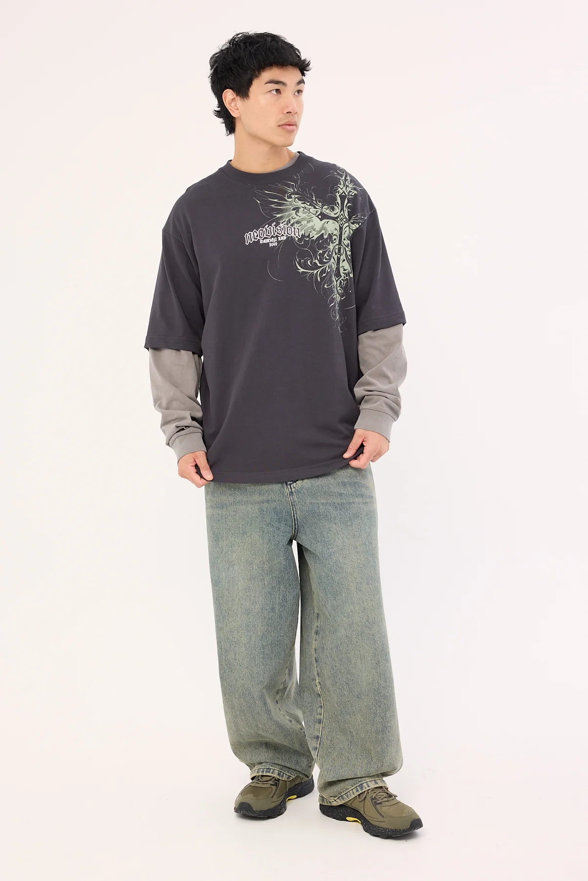 Neovision Fallen Cross Oversize Super Heavy Tee Asphalt - Image 2