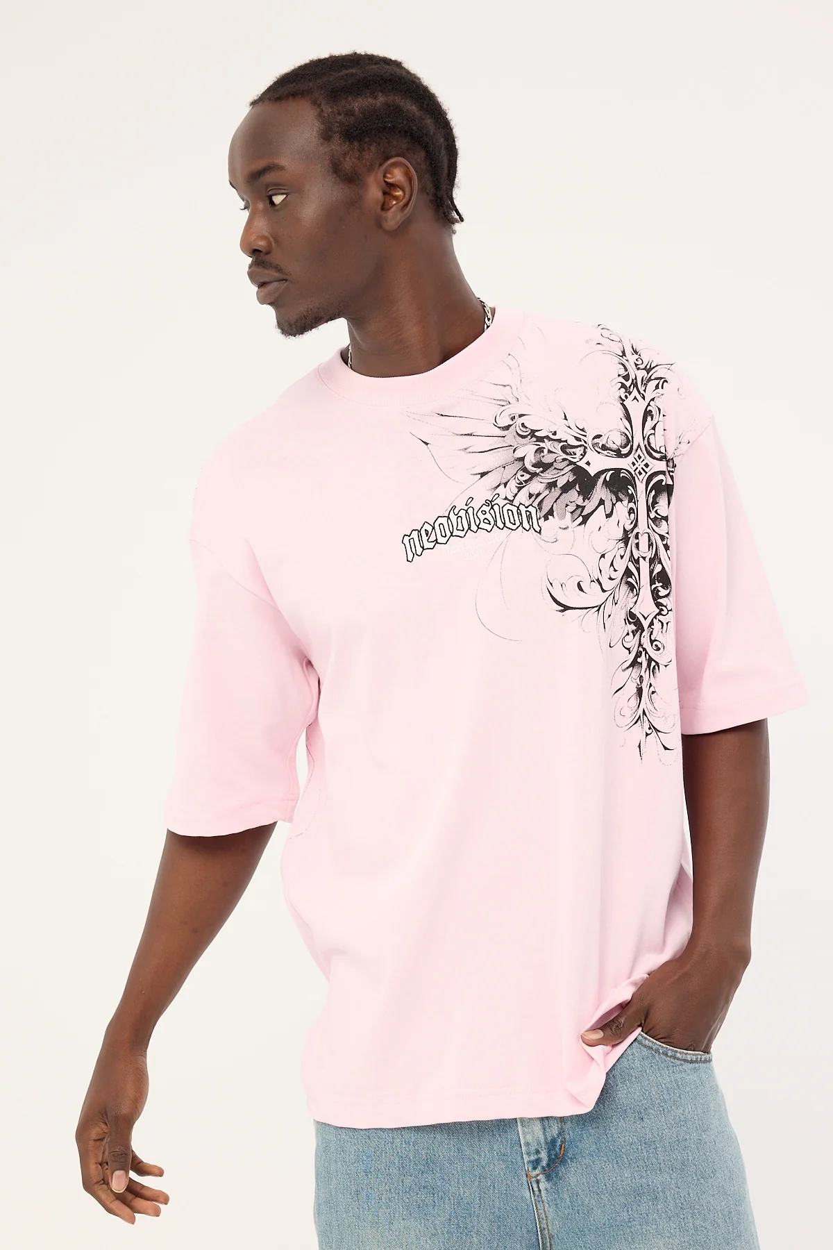 Neovision Fallen Cross Oversize Super Heavy Tee Candy Pink - Image 4