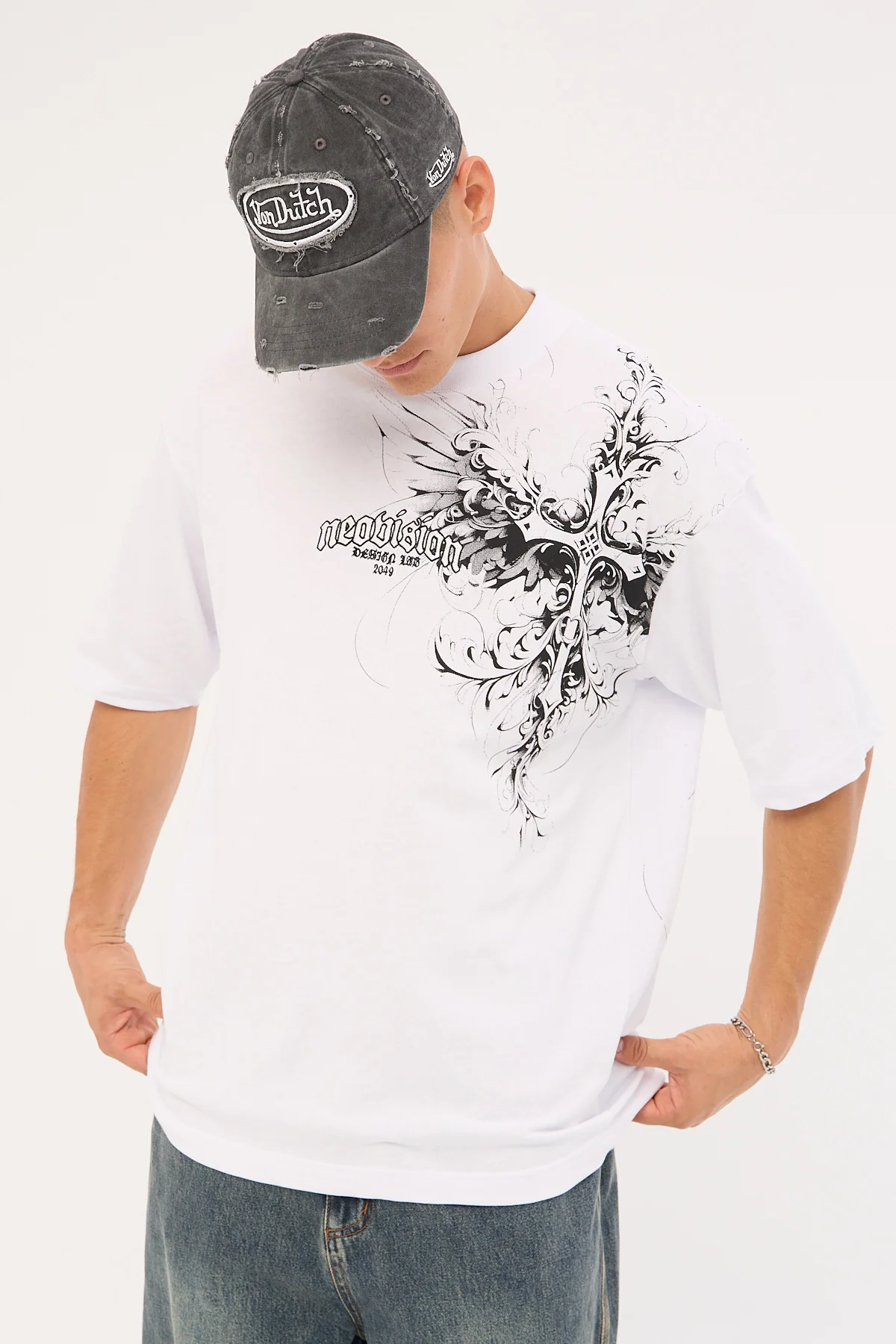Neovision Fallen Cross Oversize Super Heavy Tee White - Image 3