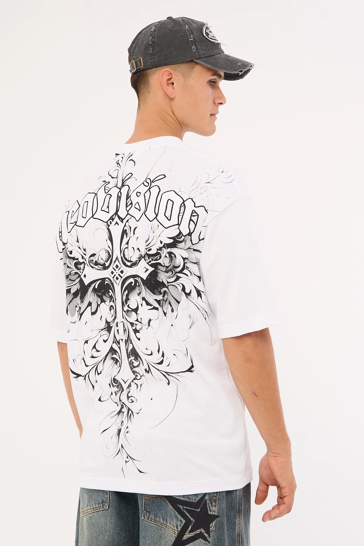Neovision Fallen Cross Oversize Super Heavy Tee White - Image 5