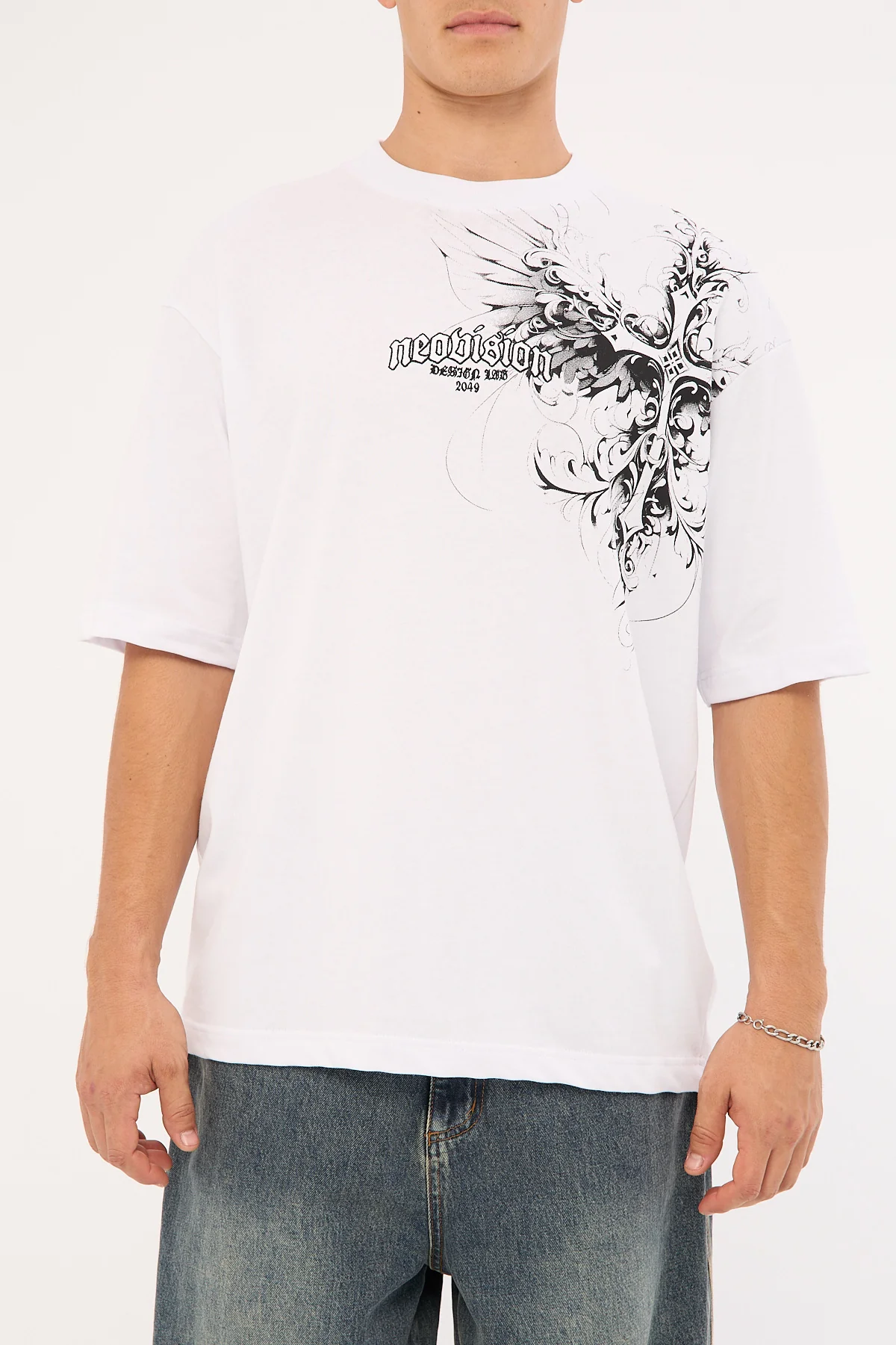 Neovision Fallen Cross Oversize Super Heavy Tee White - Image 8