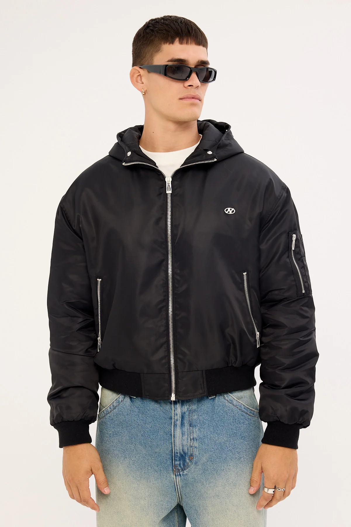 Neovision Frosted Hooded Faux Fur Bomber Jacket Black - Image 7