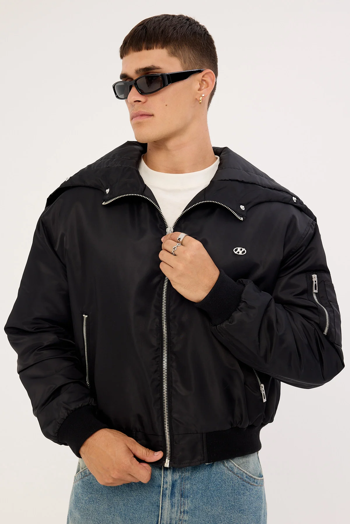 Neovision Frosted Hooded Faux Fur Bomber Jacket Black - Image 8