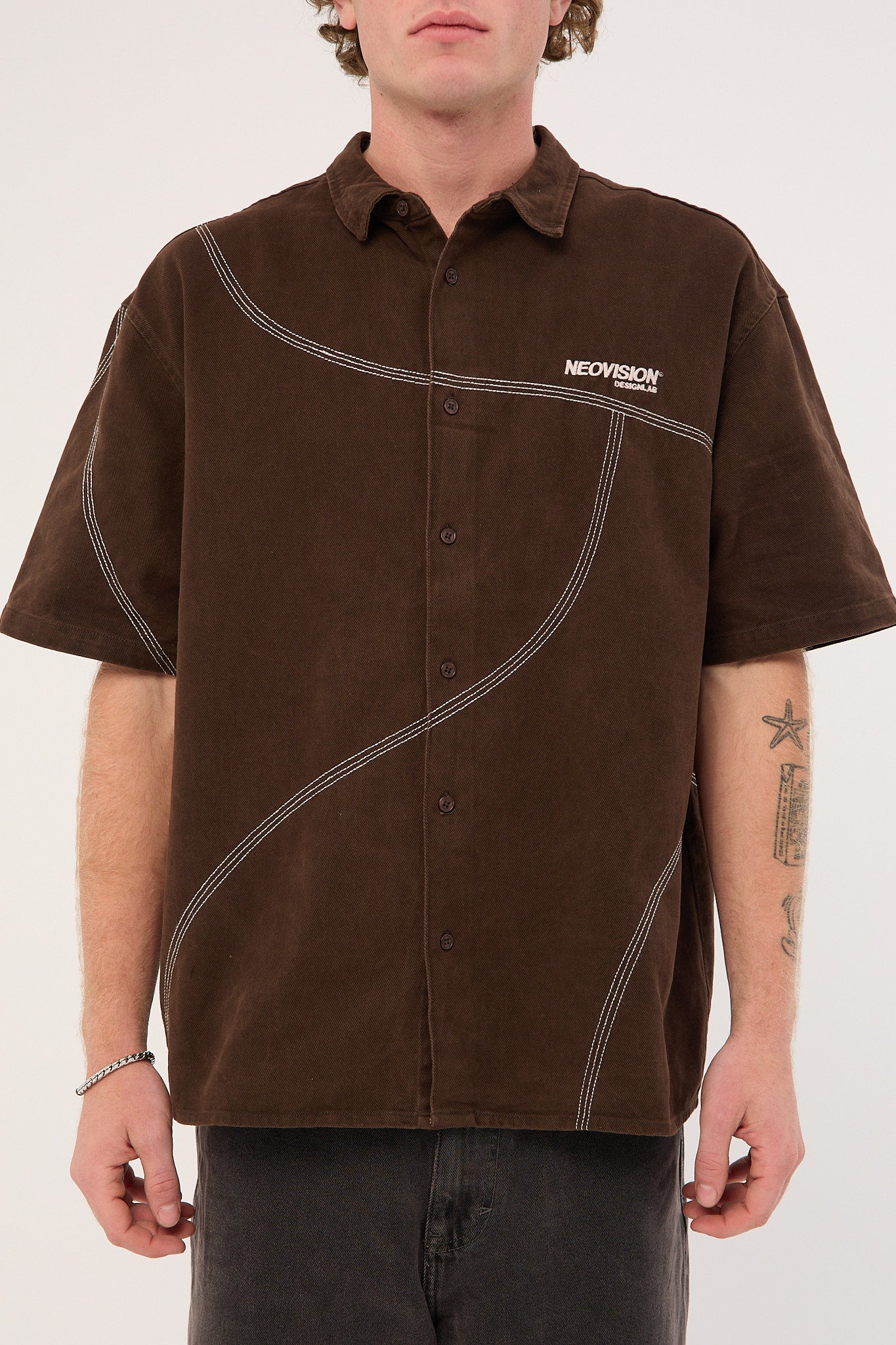 Neovision Fused Oversize Shirt Washed Brown - Image 10