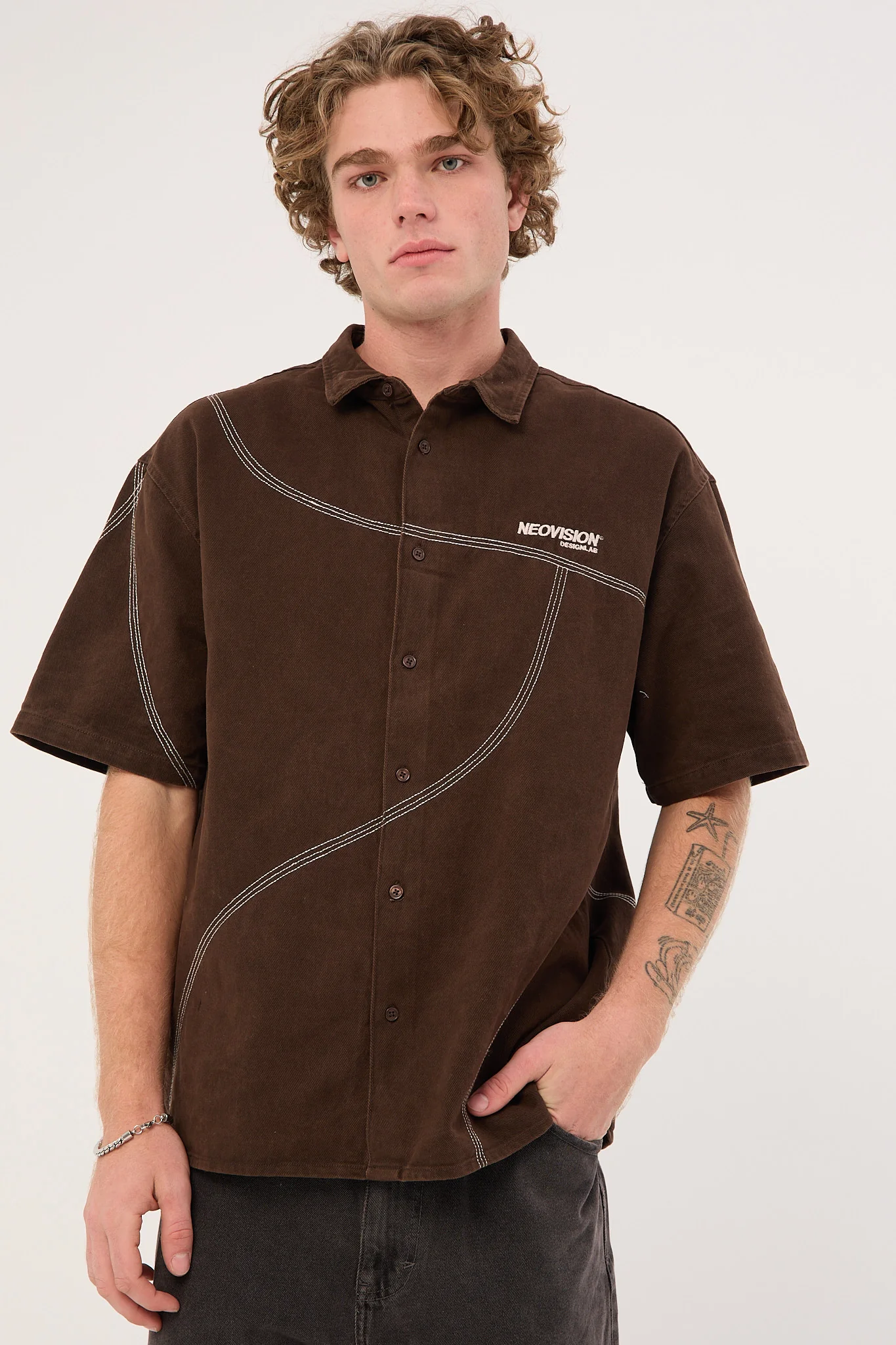 Neovision Fused Oversize Shirt Washed Brown - Image 2