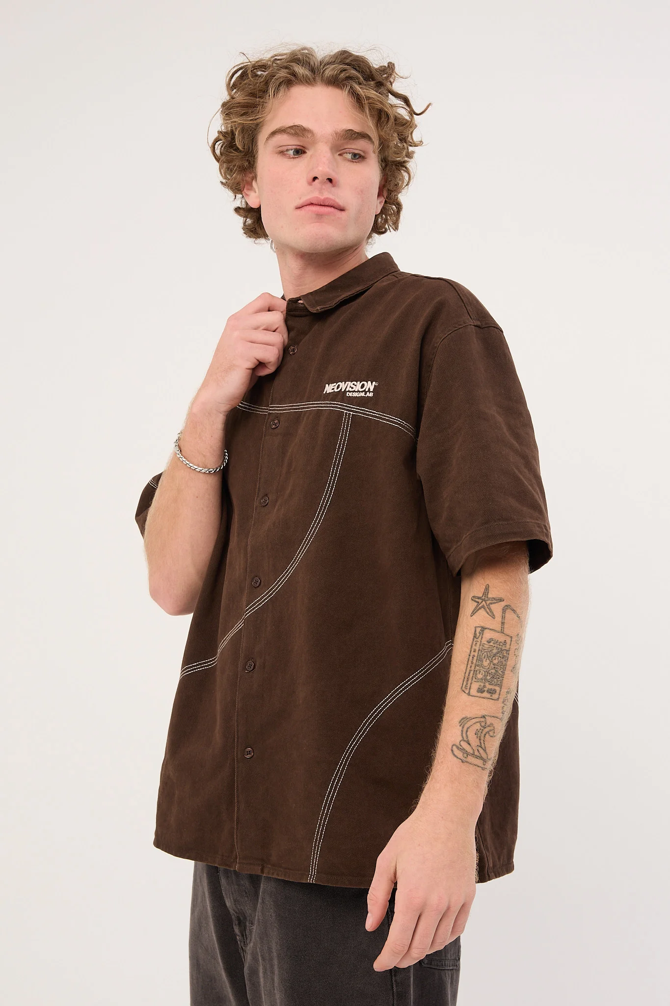 Neovision Fused Oversize Shirt Washed Brown - Image 4