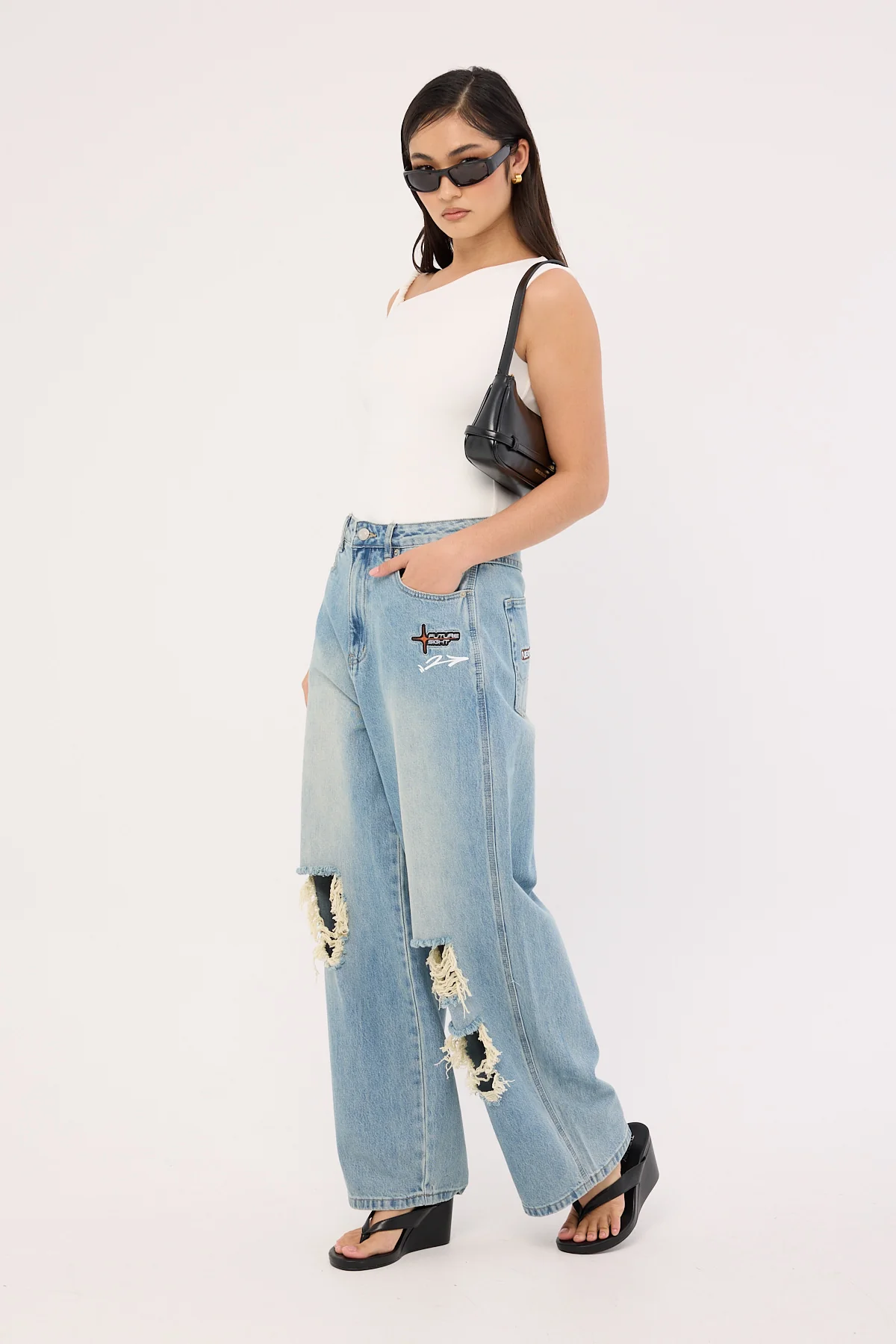 Neovision Future Behemoth Super Baggy Ripped Jean Faded Blue