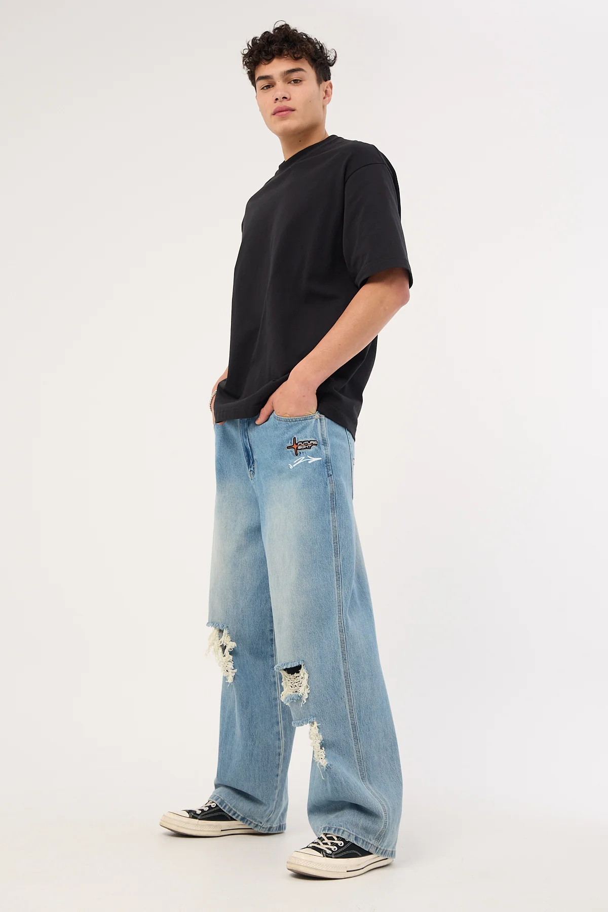 Neovision Future Behemoth Super Baggy Ripped Jean Faded Blue - Image 2