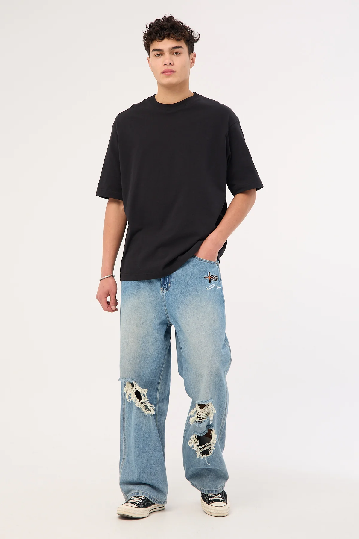 Neovision Future Behemoth Super Baggy Ripped Jean Faded Blue - Image 3