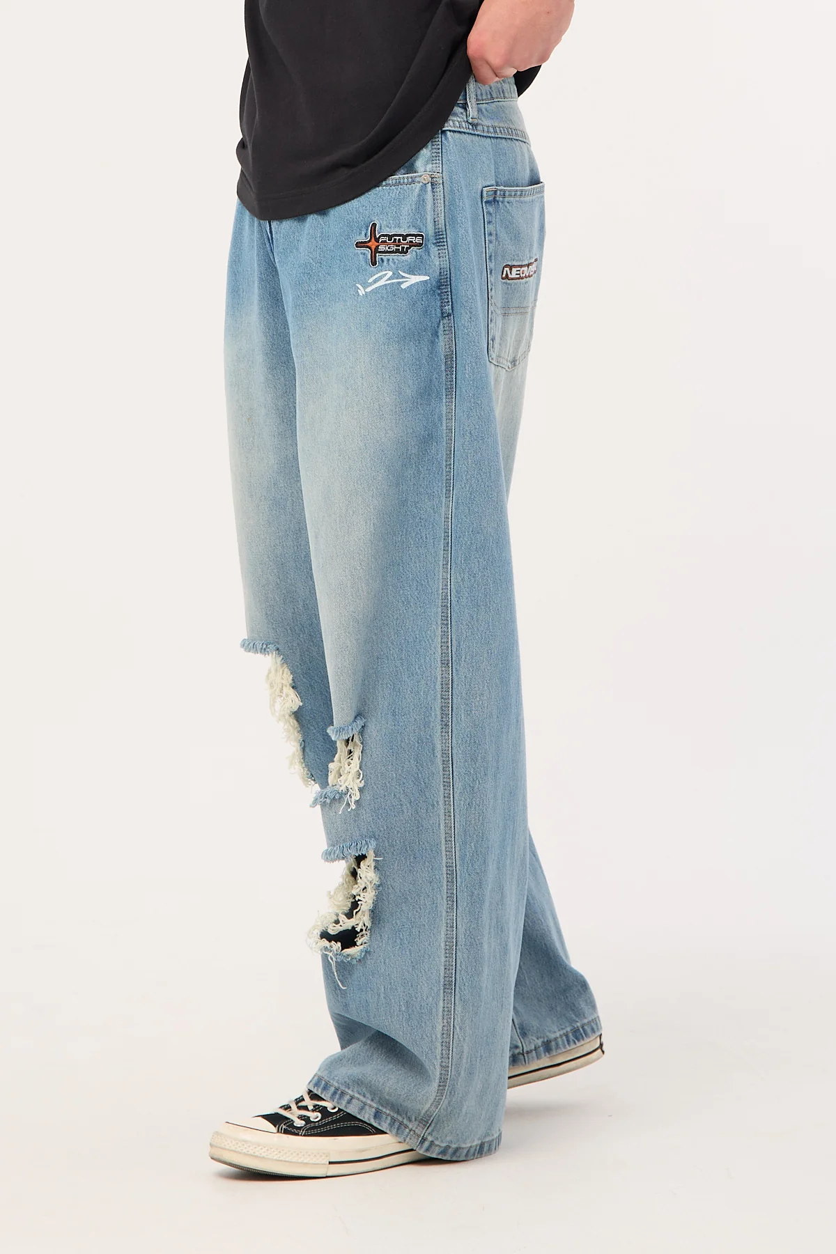 Neovision Future Behemoth Super Baggy Ripped Jean Faded Blue - Image 6