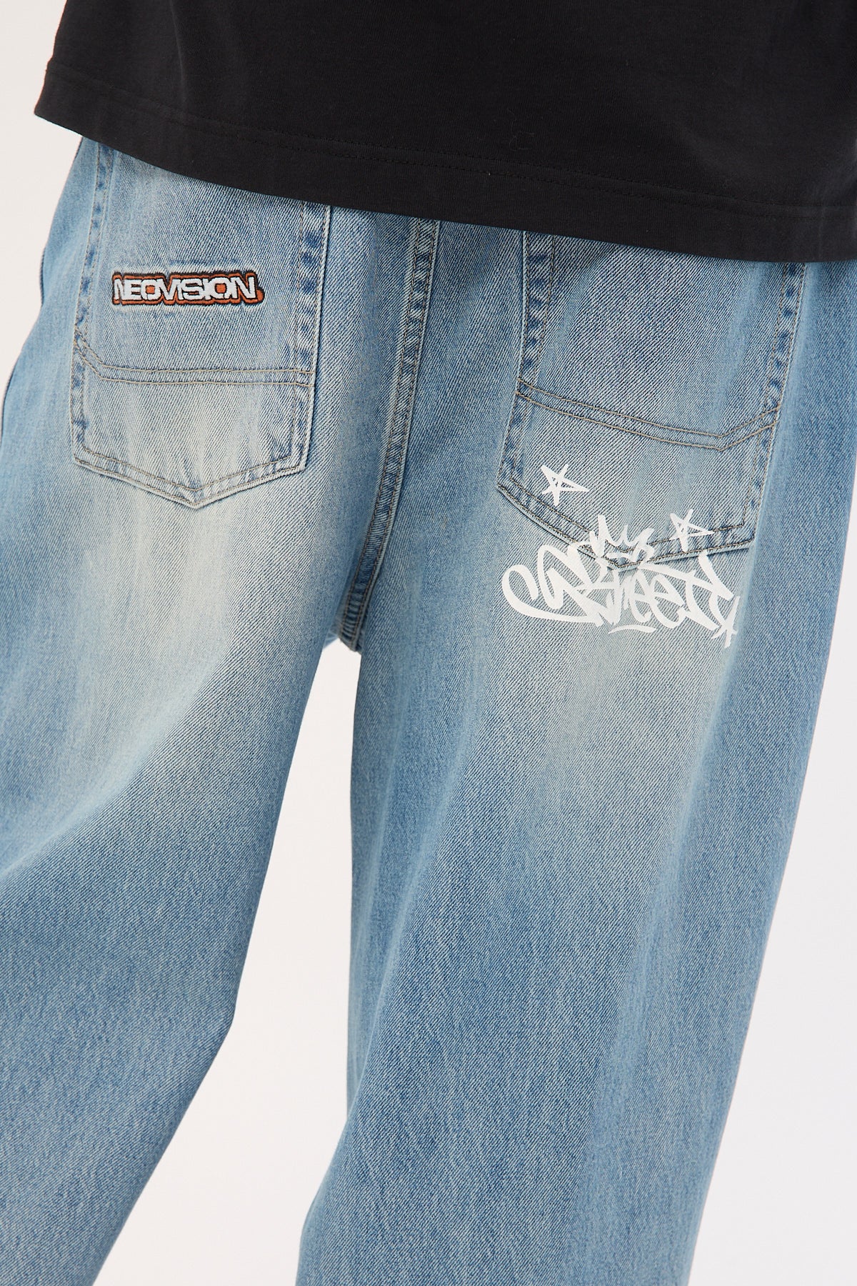 Neovision Future Behemoth Super Baggy Ripped Jean Faded Blue - Image 9