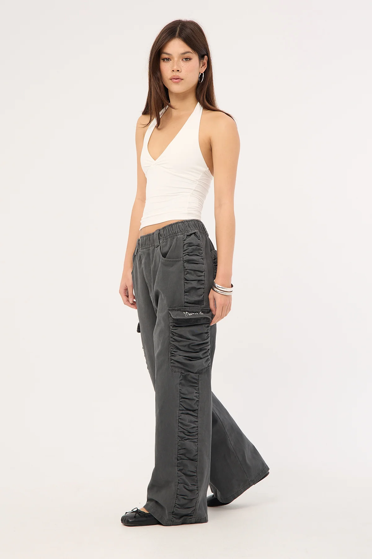 Neovision Glint Ruched Cargo Pants Steel