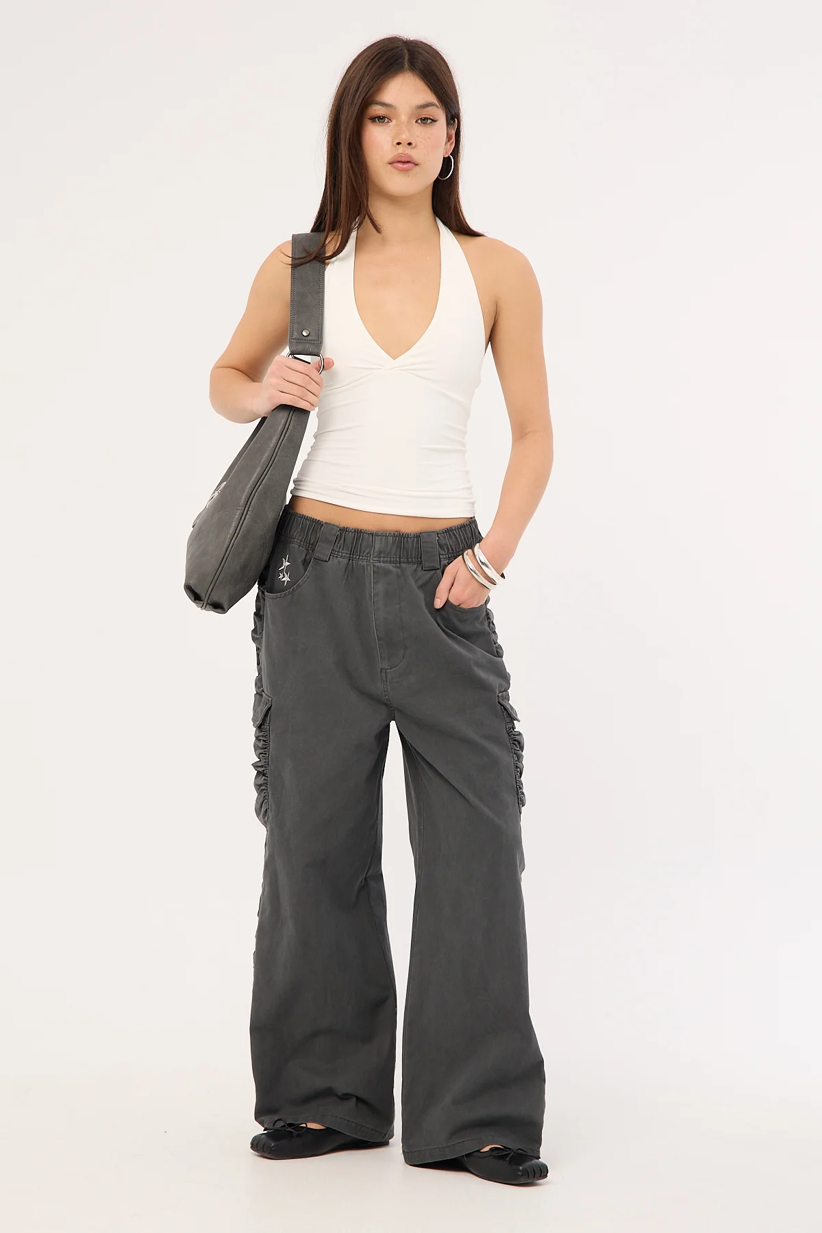 Neovision Glint Ruched Cargo Pants Steel - Image 2