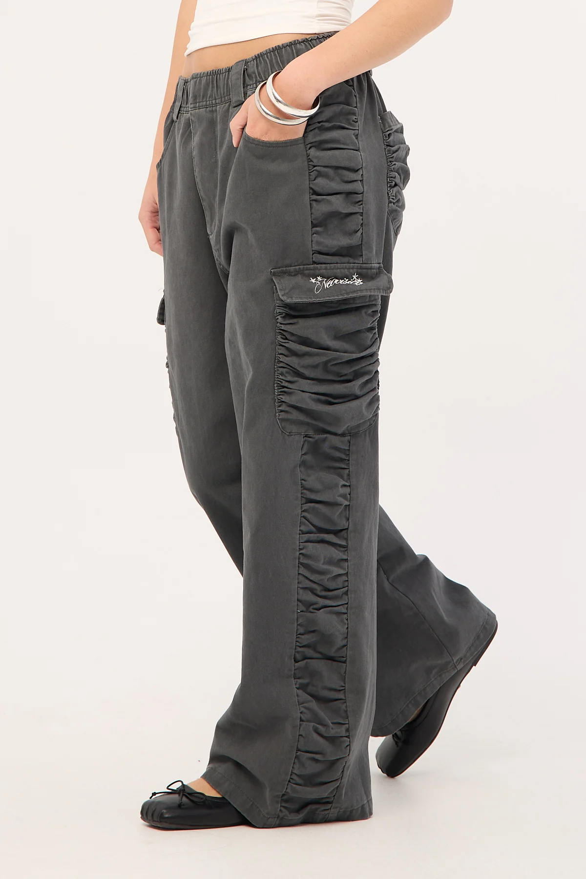 Neovision Glint Ruched Cargo Pants Steel - Image 3