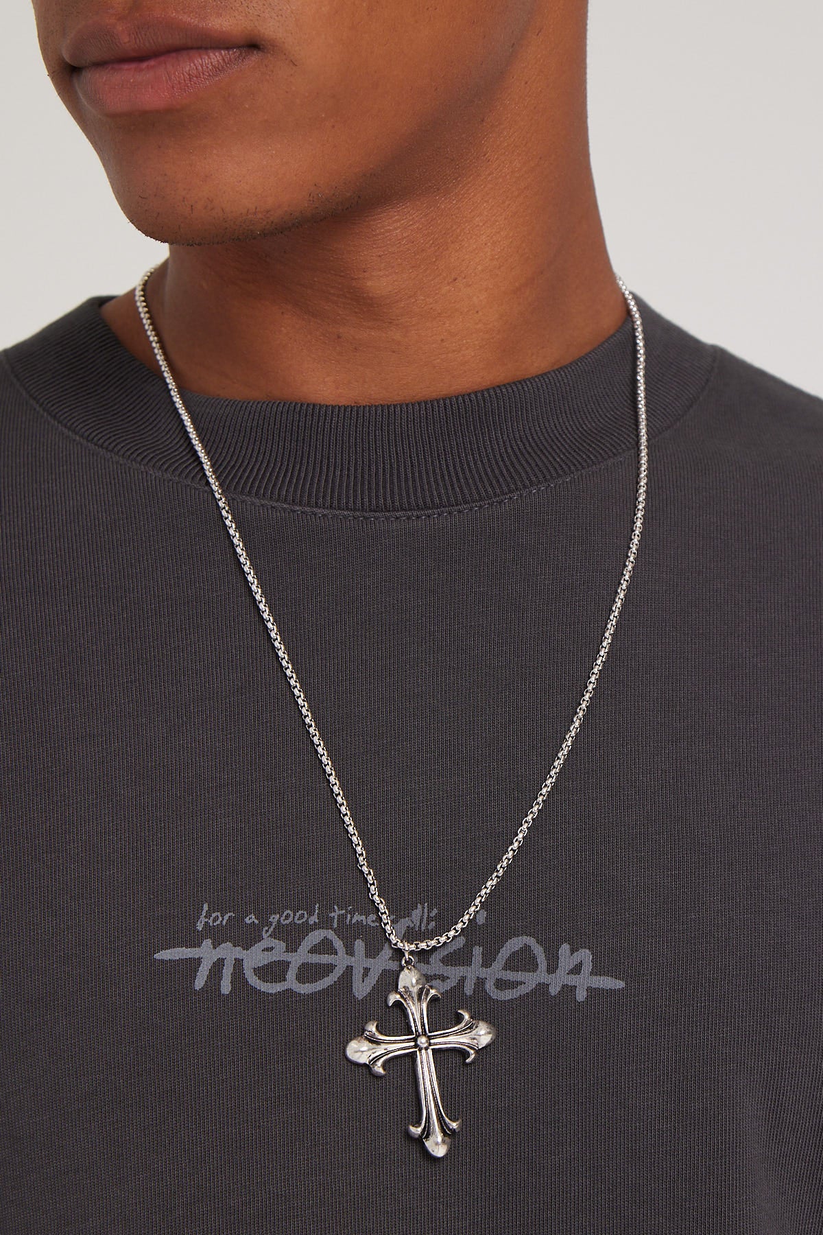 Neovision Gothic Cross Pendant Necklace Silver - Image 5