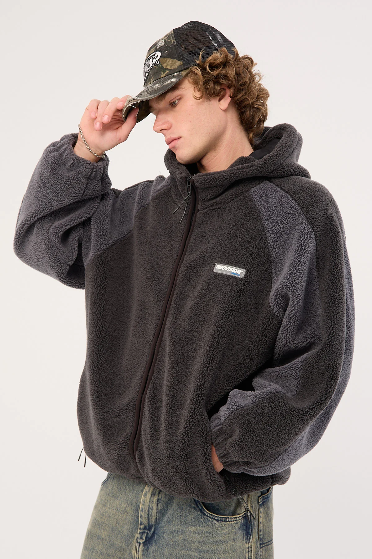 Neovision Gravity Hooded Sherpa Jacket Charcoal - Image 4