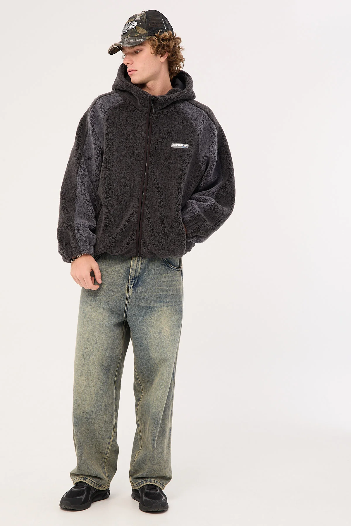 Neovision Gravity Hooded Sherpa Jacket Charcoal - Image 6