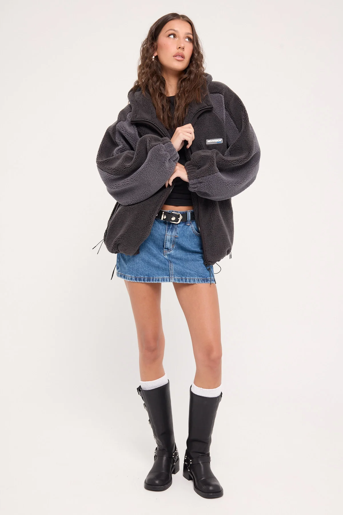 Neovision Gravity Hooded Sherpa Jacket Charcoal - Image 8