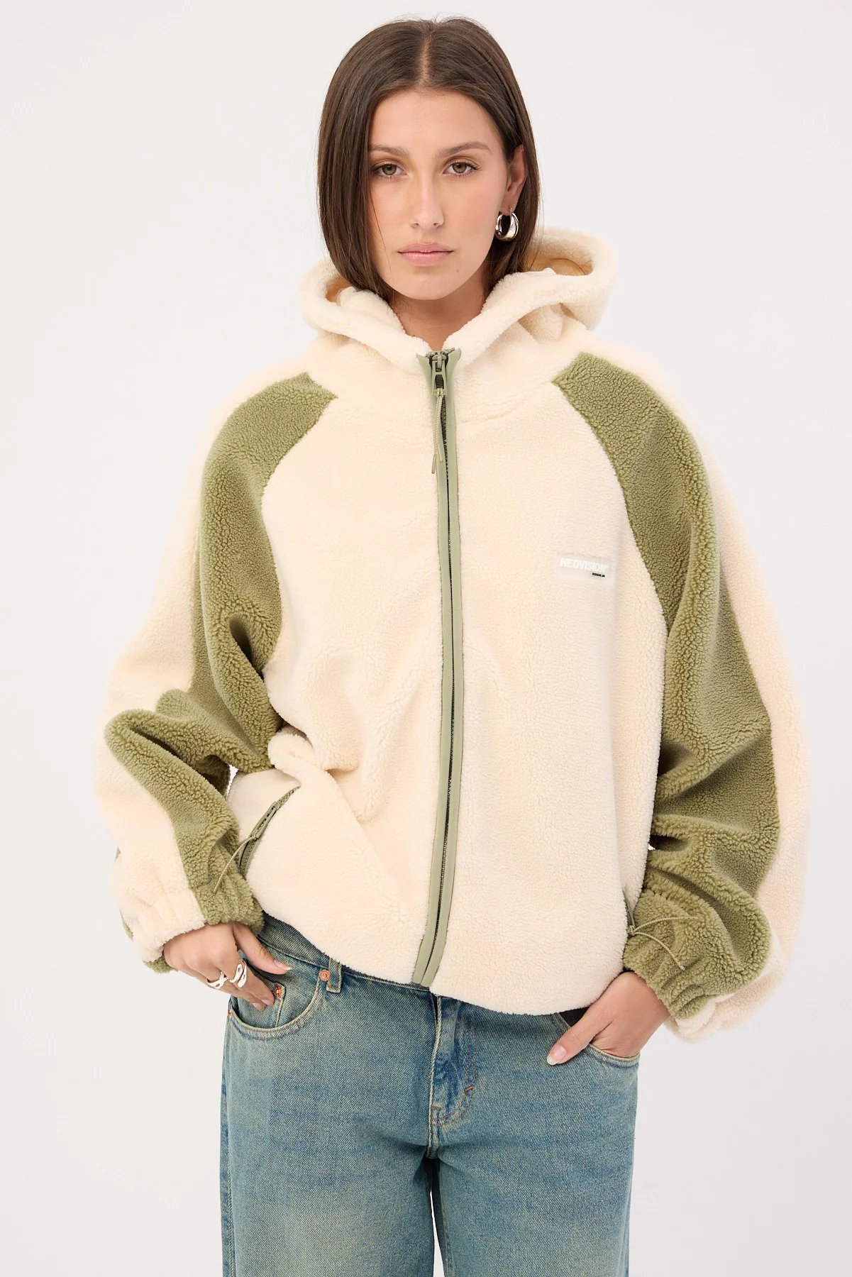 Neovision Gravity Hooded Sherpa Jacket Ecru - Image 2