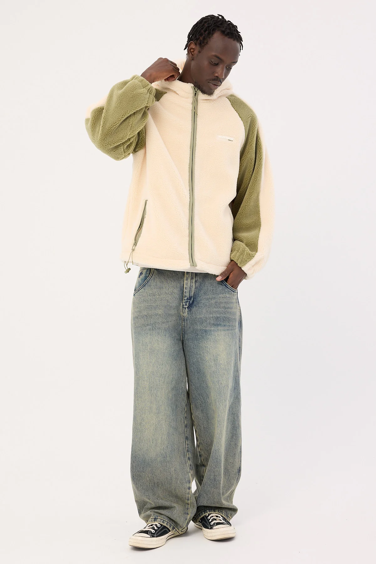 Neovision Gravity Hooded Sherpa Jacket Ecru - Image 3