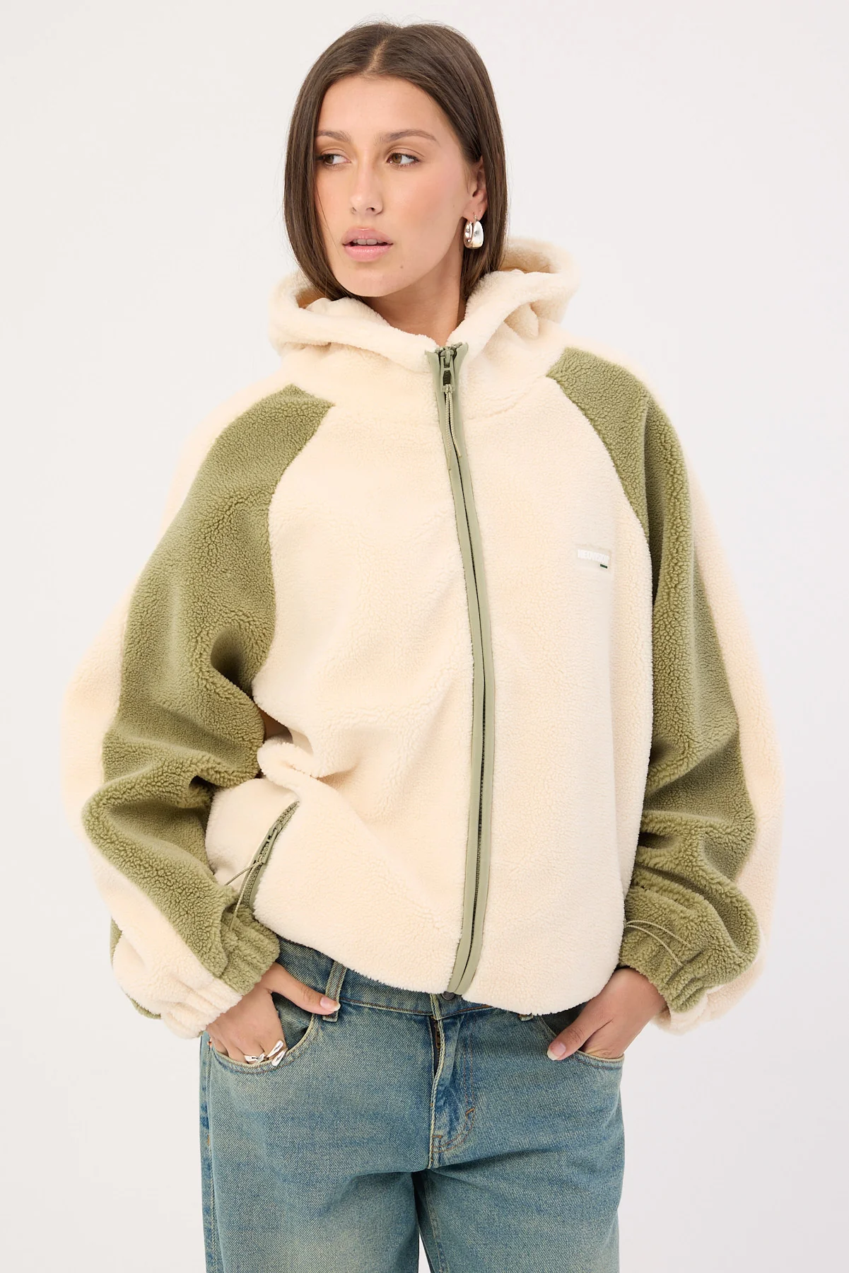 Neovision Gravity Hooded Sherpa Jacket Ecru - Image 5