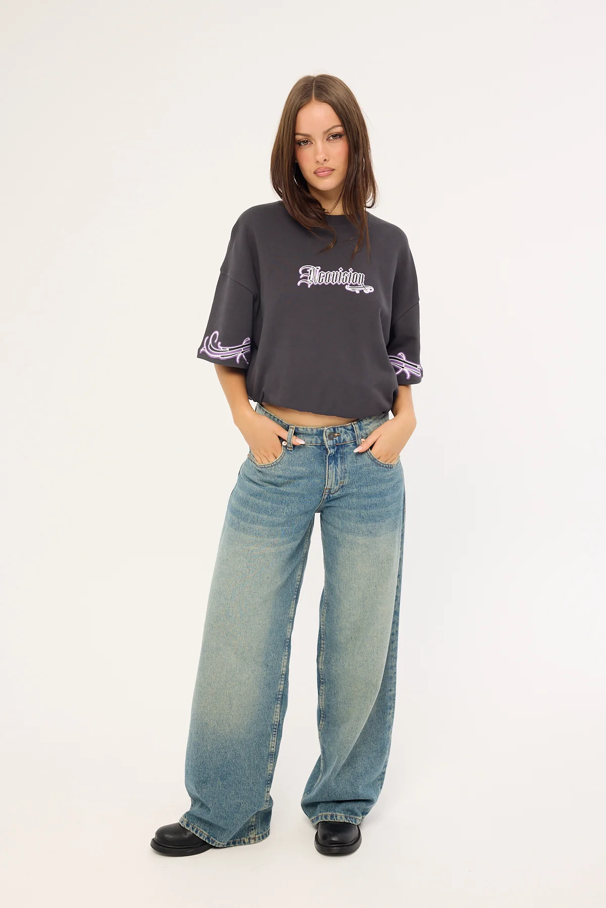 Neovision Grime Relaxed Fit Baby Tee Washed Black - Image 3