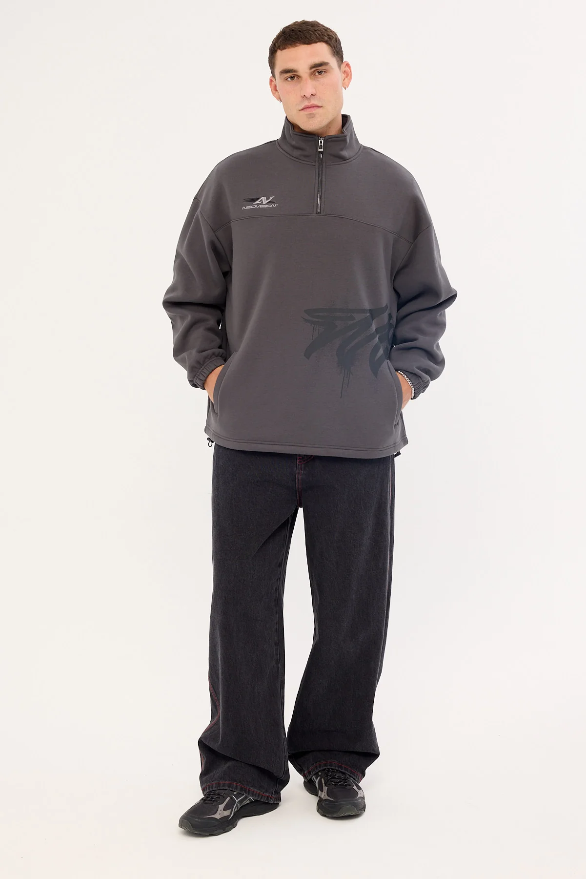 Neovision Havok Elastic Quarter Zip Crew Ash Black - Image 2