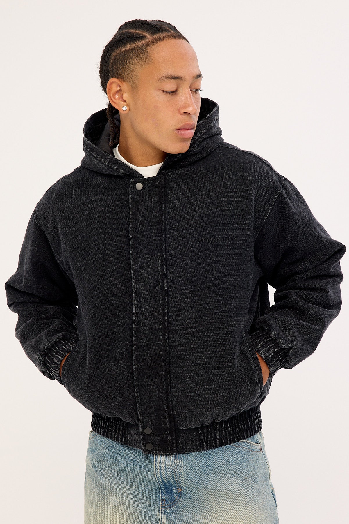Neovision Hooded Bomber Jacket Washed Black