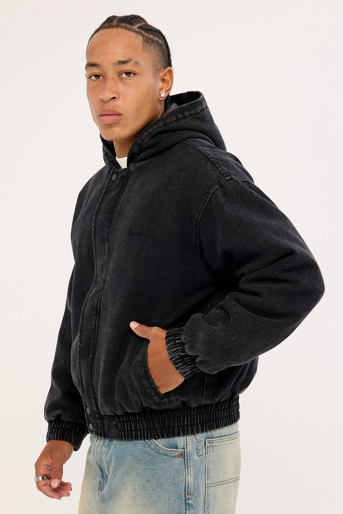 Neovision Hooded Bomber Jacket Washed Black - Image 4