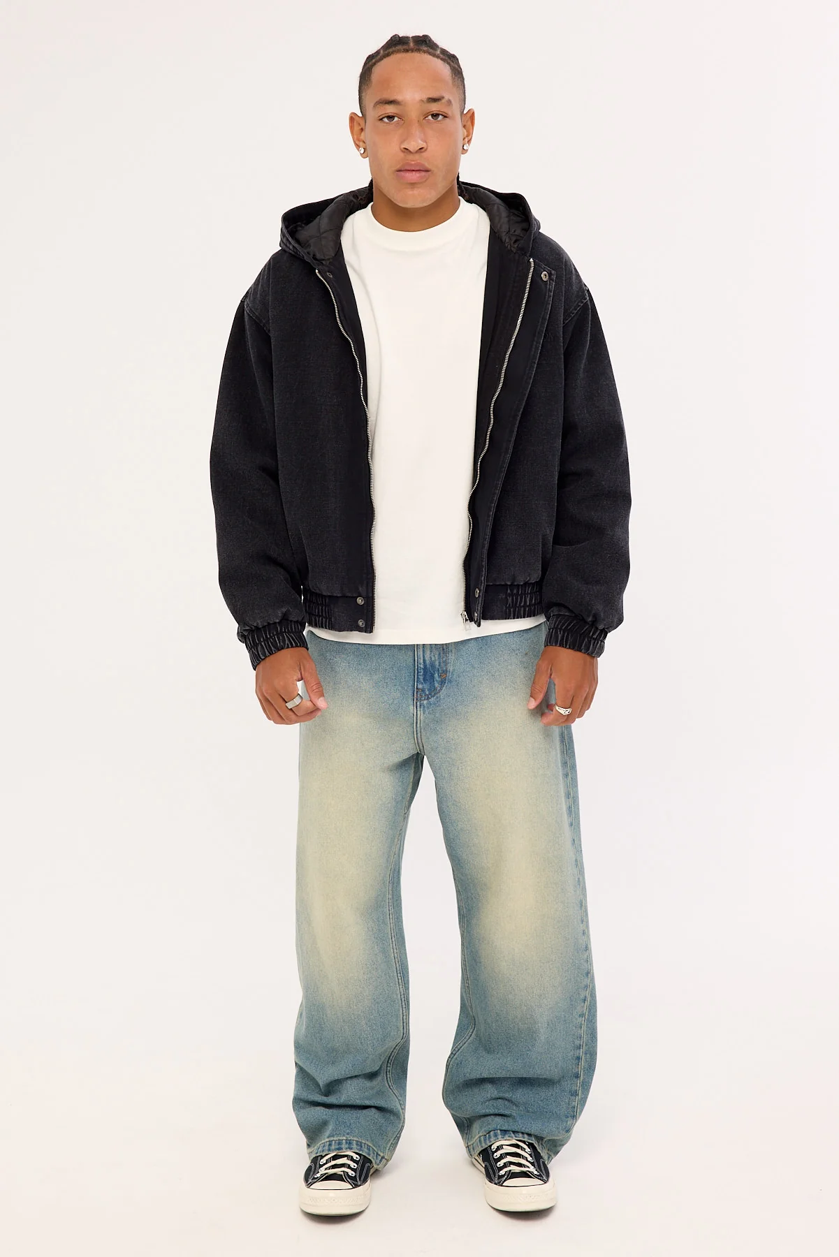 Neovision Hooded Bomber Jacket Washed Black - Image 6