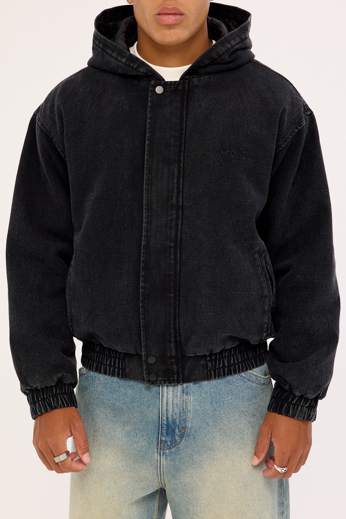 Neovision Hooded Bomber Jacket Washed Black - Image 8