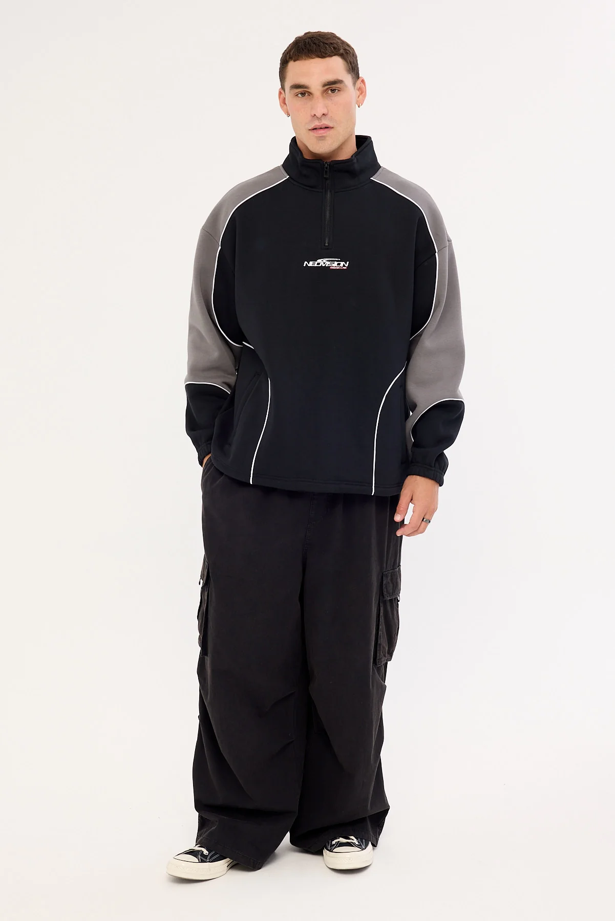 Neovision Hunt Elastic Quarter Zip Crew Black/Grey - Image 2