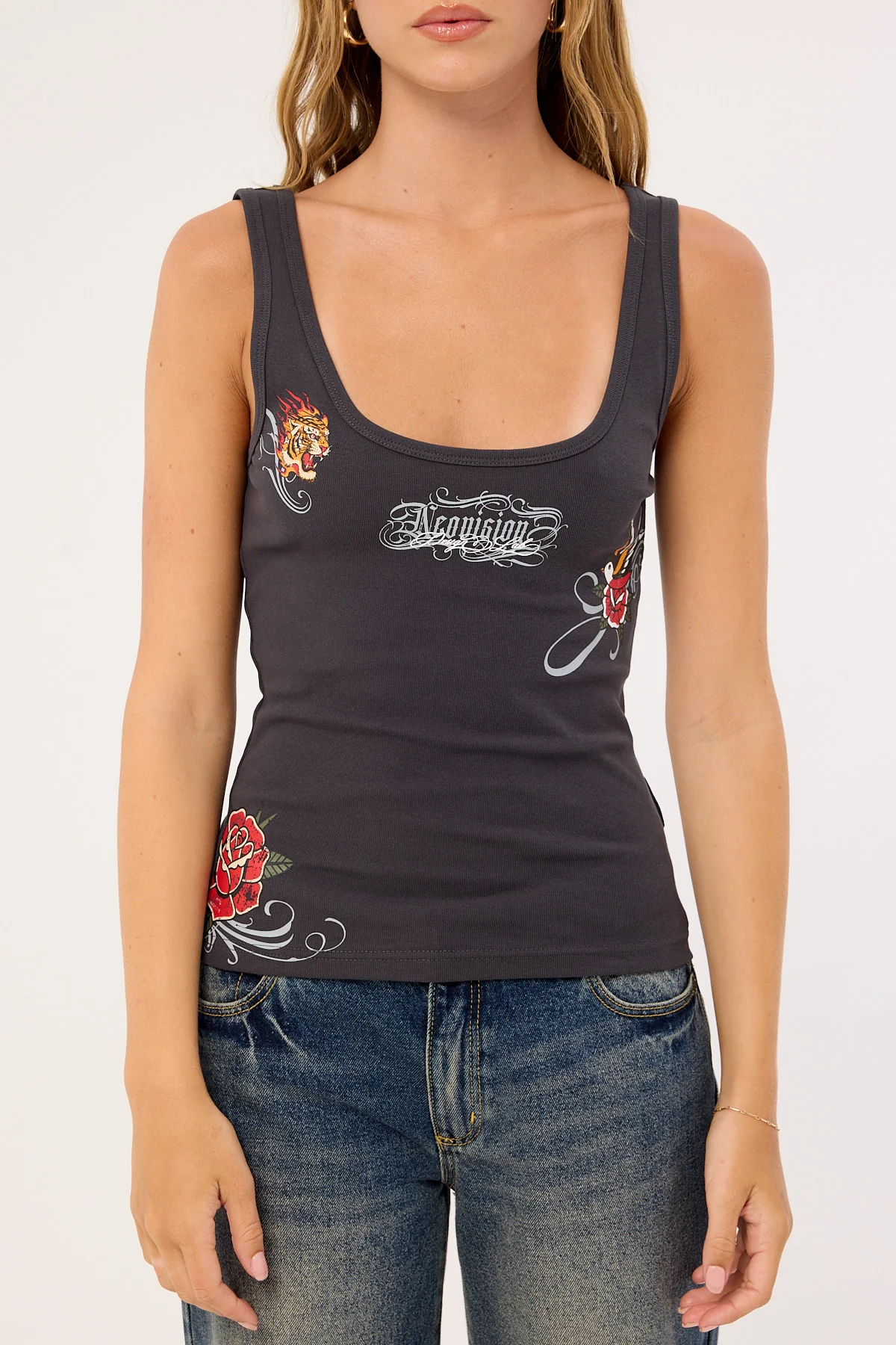 Neovision Inked Singlet Tank Top Washed Black - Image 6