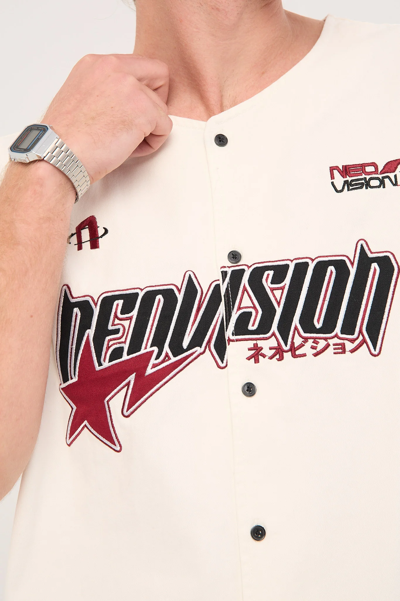 Neovision Innings Baseball Oversize Cropped Shirt Off White - Image 7