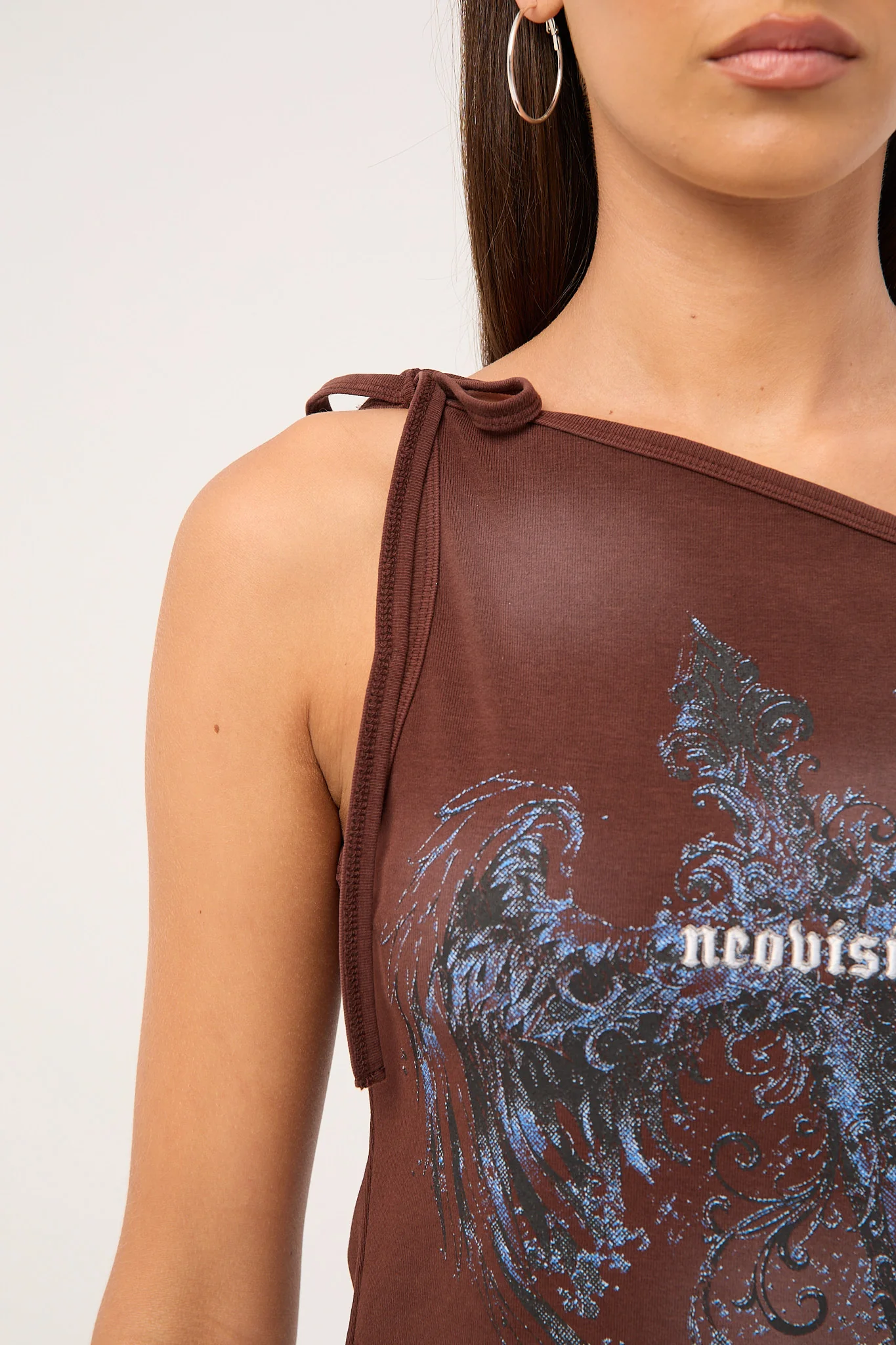 Neovision Insignia Off Shoulder Top Washed Brown - Image 7