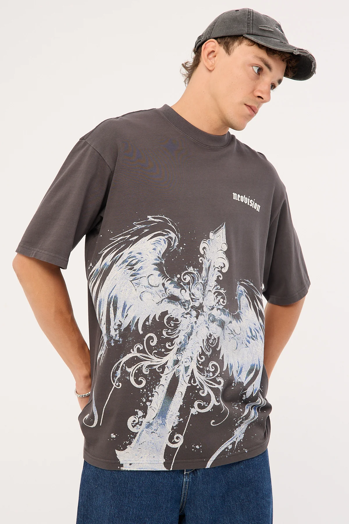 Neovision Insignia Oversized Super Heavy Tee Washed Black - Image 7