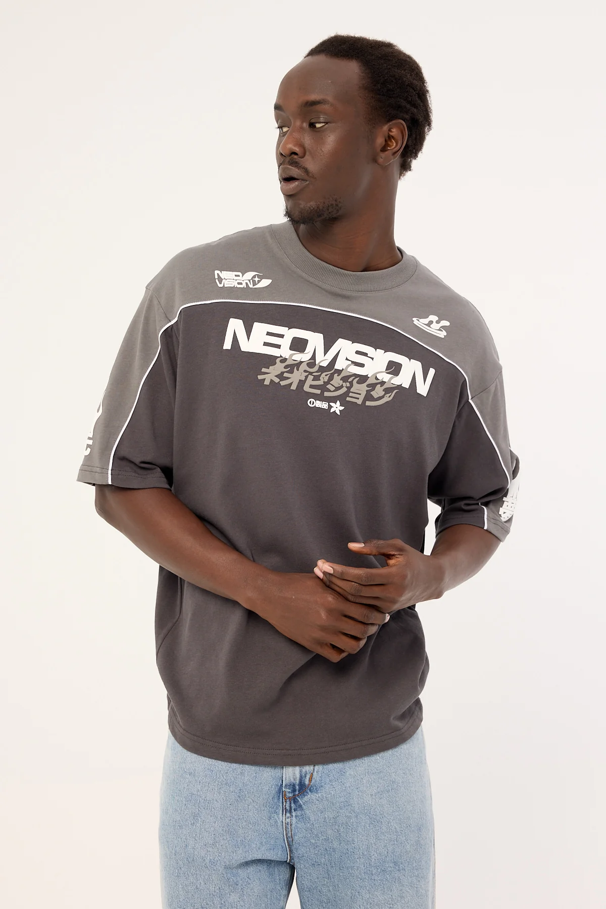 Neovision Kaen Oversize Super Heavy Tee Smoke Grey/Ash Black - Image 3