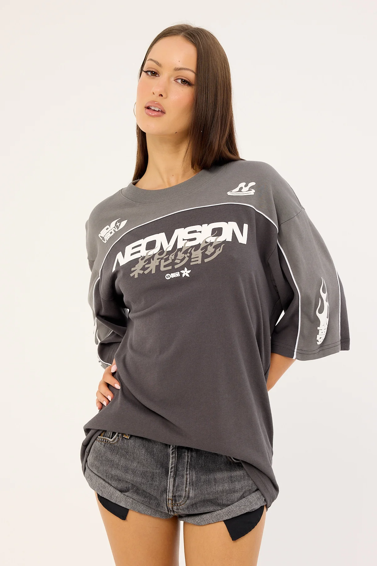 Neovision Kaen Oversize Super Heavy Tee Smoke Grey/Ash Black - Image 4